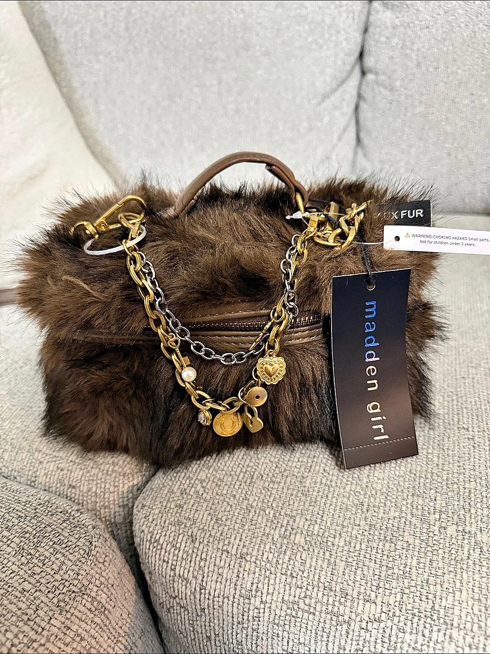 Madden girl - Vanity Bag Faux Fur Crossbody Bag in Brown Viral